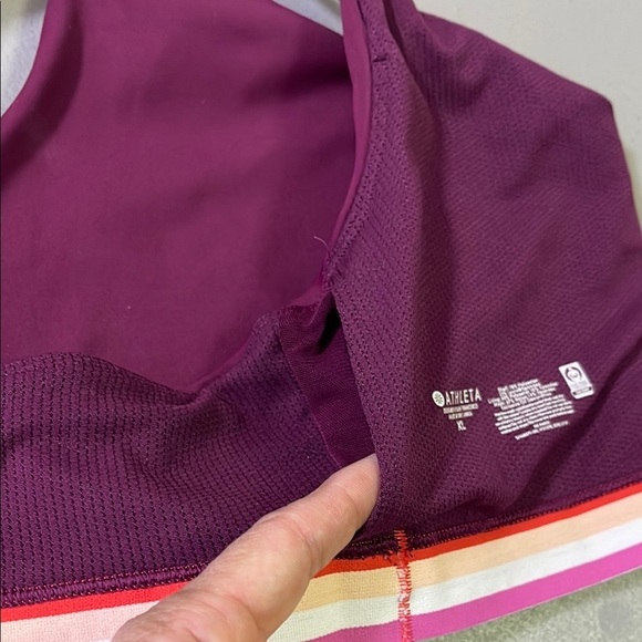 Athleta Womens Contender Stripe Bra in Beach Plum Sz XL PowerLift Support - Picture 9 of 9